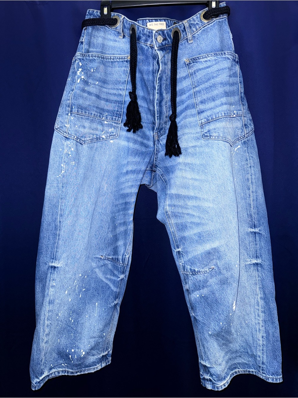 We The Free Vintage Blue Drawstring Wide-Leg Jeans - Picture 3 of 4